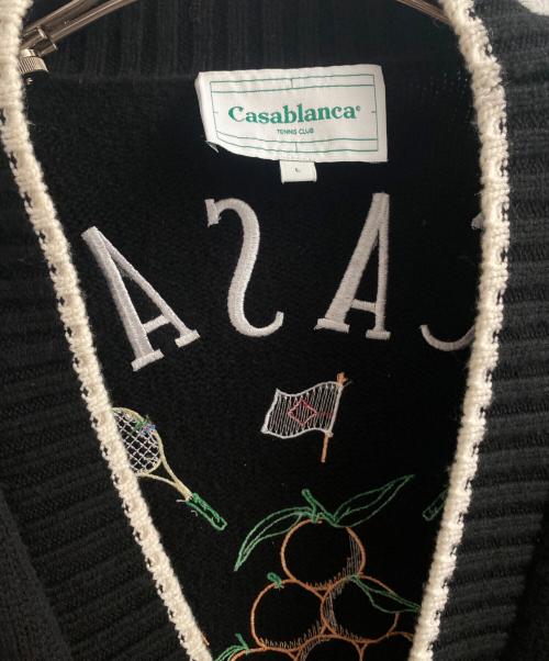 CASABLANCA（カサブランカ）CASABLANCA (カサブランカ) 刺繍カーディガン ブラック サイズ:Lの古着・服飾アイテム