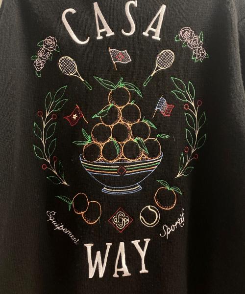 CASABLANCA（カサブランカ）CASABLANCA (カサブランカ) 刺繍カーディガン ブラック サイズ:Lの古着・服飾アイテム