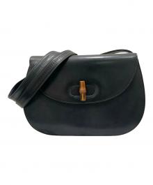 GUCCI（グッチ）の古着「バンブー ターンロックレザーショルダーバッグ 」｜ブラック