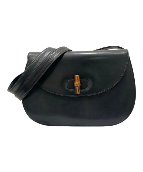 GUCCI（グッチ）GUCCI (グッチ) バンブー ターンロックレザーショルダーバッグ  ブラックの古着・服飾アイテム