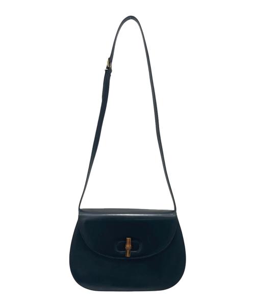 GUCCI（グッチ）GUCCI (グッチ) バンブー ターンロックレザーショルダーバッグ  ブラックの古着・服飾アイテム