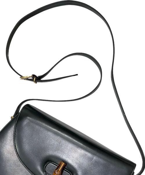 GUCCI（グッチ）GUCCI (グッチ) バンブー ターンロックレザーショルダーバッグ  ブラックの古着・服飾アイテム