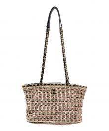 CHANEL（シャネル）の古着「Crochet Small Shopping Bag」｜ベージュ×ブラック
