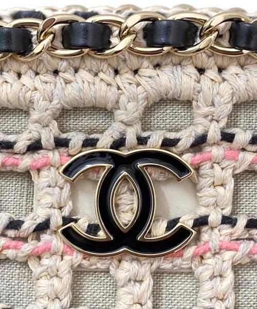CHANEL（シャネル）CHANEL (シャネル) Crochet Small Shopping Bag ベージュ×ブラックの古着・服飾アイテム