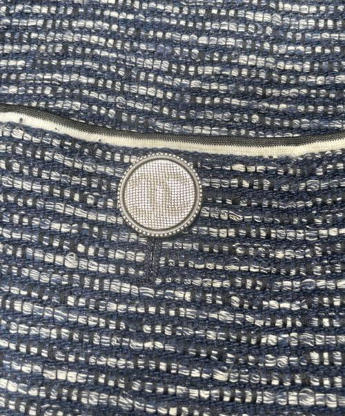 CHANEL（シャネル）CHANEL (シャネル)  P56 ボーダー CCマークボタンロング丈ジャケット ネイビー サイズ:34の古着・服飾アイテム