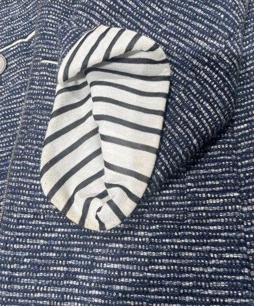 CHANEL（シャネル）CHANEL (シャネル)  P56 ボーダー CCマークボタンロング丈ジャケット ネイビー サイズ:34の古着・服飾アイテム