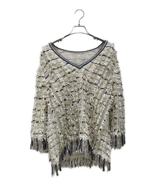 CHANEL（シャネル）CHANEL (シャネル) フリンジVネックカットソー ホワイト サイズ:36の古着・服飾アイテム
