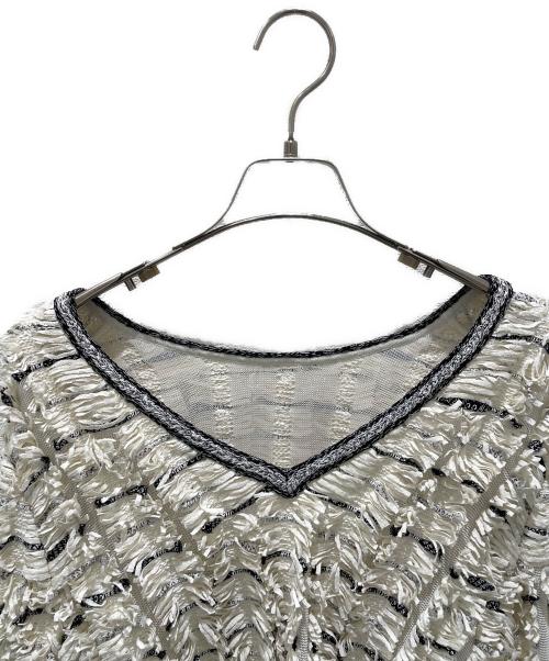 CHANEL（シャネル）CHANEL (シャネル) フリンジVネックカットソー ホワイト サイズ:36の古着・服飾アイテム