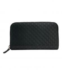 GUCCI（グッチ）の古着「グッチシマ ラウンドファスナーロングウォレット」｜ブラック