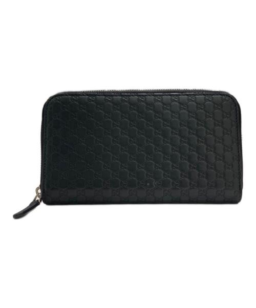 GUCCI（グッチ）GUCCI (グッチ) グッチシマ ラウンドファスナーロングウォレット ブラックの古着・服飾アイテム