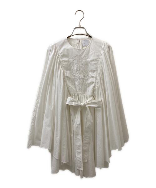 patou（パトゥ）patou (パトゥ) オーガニックポプリン サークルスリーブ ミニドレス ホワイト サイズ:36の古着・服飾アイテム