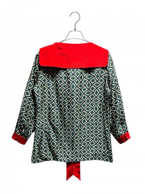 GUCCI（グッチ）GUCCI (グッチ) 柄ブラウス グリーン サイズ:38の古着・服飾アイテム
