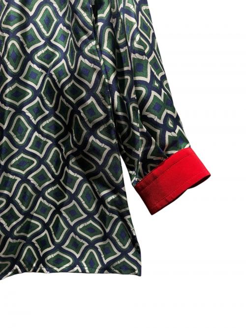 GUCCI（グッチ）GUCCI (グッチ) 柄ブラウス グリーン サイズ:38の古着・服飾アイテム