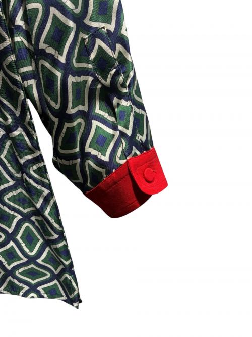 GUCCI（グッチ）GUCCI (グッチ) 柄ブラウス グリーン サイズ:38の古着・服飾アイテム