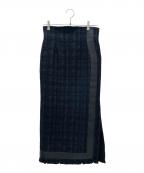 Mame Kurogouchiマメクロゴウチ）の古着「Cracted Tweed Skirt ツイード スリット ロングスカート」｜ブラック