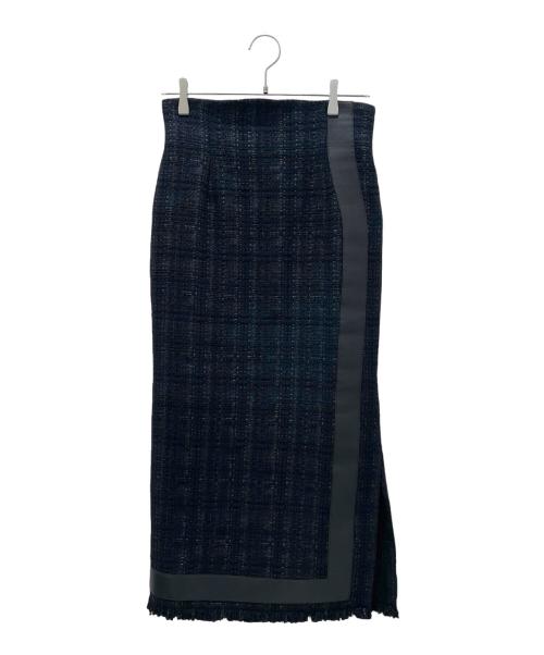 Mame Kurogouchi（マメクロゴウチ）Mame Kurogouchi (マメクロゴウチ) Cracted Tweed Skirt ツイード スリット ロングスカート ブラック サイズ:2の古着・服飾アイテム
