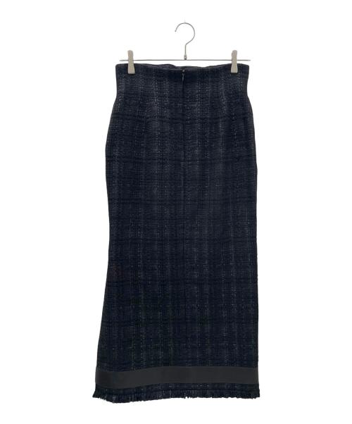 Mame Kurogouchi（マメクロゴウチ）Mame Kurogouchi (マメクロゴウチ) Cracted Tweed Skirt ツイード スリット ロングスカート ブラック サイズ:2の古着・服飾アイテム