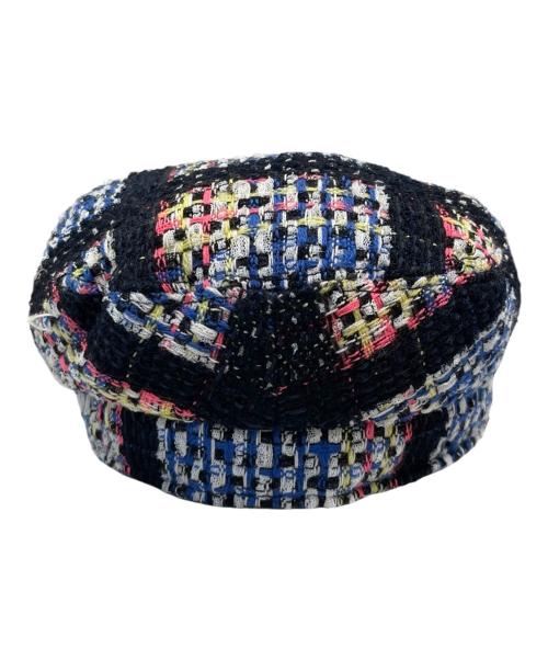 CHANEL（シャネル）CHANEL (シャネル) ココマーク ツイードキャスケット ブルー サイズ:57の古着・服飾アイテム