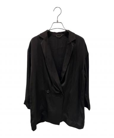 【新品】L'Appartement ウォッシャブル シルクシャツ 黒ブラック 中古・古着通販】L'appartement (アパルトモン) Washable Silk Jacket