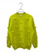 ENFOLDエンフォルド）の古着「FLOWER KNIT PULLOVER」｜黄緑