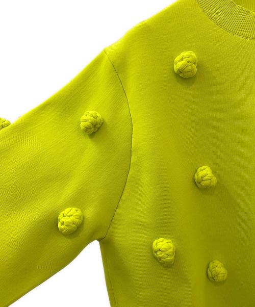 ENFOLD（エンフォルド）ENFOLD (エンフォルド) FLOWER KNIT PULLOVER 黄緑 サイズ:38の古着・服飾アイテム