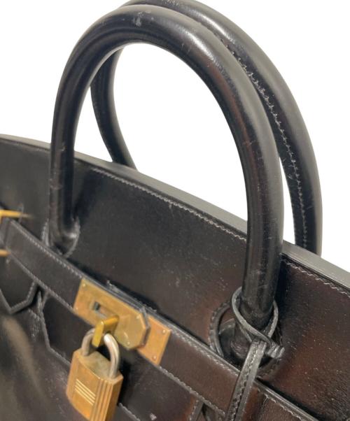 HERMES（エルメス）HERMES (エルメス) オータクロア45/ゴールド金具/ボックスカーフ/〇A:1971年/ブラック ブラックの古着・服飾アイテム