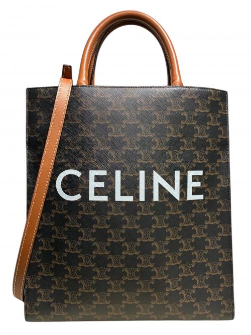 CELINE（セリーヌ）CELINE (セリーヌ) スモールバーティカルカバ ダークブラウン×ブラウン サイズ:スモールの古着・服飾アイテム