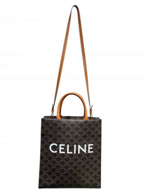 CELINE（セリーヌ）CELINE (セリーヌ) スモールバーティカルカバ ダークブラウン×ブラウン サイズ:スモールの古着・服飾アイテム