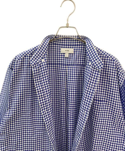 HYKE（ハイク）HYKE (ハイク) CHECKED SHEER SLEEVE SHIRT ブルー サイズ:2の古着・服飾アイテム