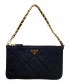 PRADAプラダ）の古着「Triangle Logo Quilted Chain Tote Bag」｜ブラック