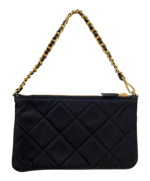 PRADA（プラダ）PRADA (プラダ) Triangle Logo Quilted Chain Tote Bag ブラックの古着・服飾アイテム