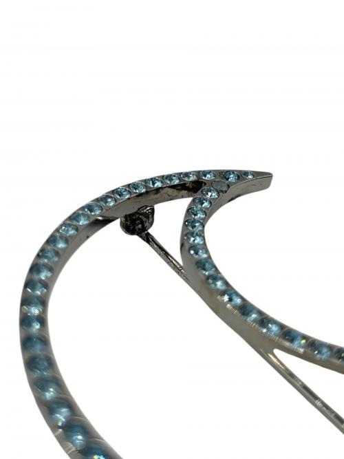 CHANEL（シャネル）CHANEL (シャネル) ココマーク ラインストーン ムーンブローチ ブルーの古着・服飾アイテム