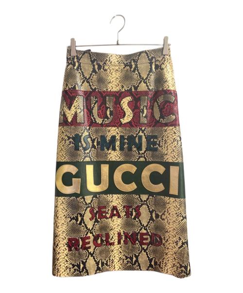 GUCCI（グッチ）GUCCI (グッチ) レザースカート ベージュ サイズ:40の古着・服飾アイテム