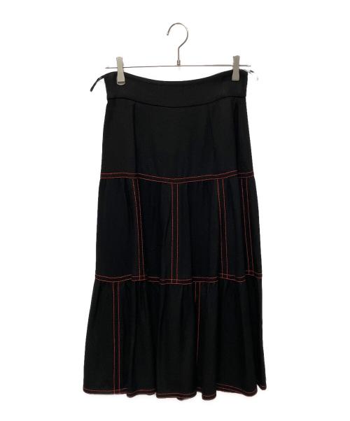 GUCCI（グッチ）GUCCI (グッチ) コントラストステッチ ロングスカート ブラック サイズ:40の古着・服飾アイテム