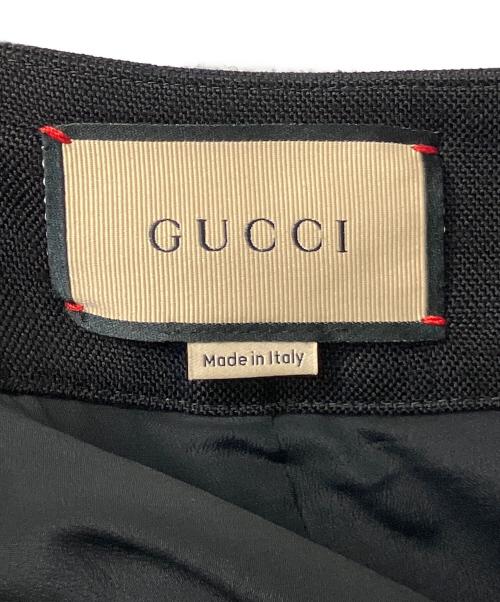 GUCCI（グッチ）GUCCI (グッチ) コントラストステッチ ロングスカート ブラック サイズ:40の古着・服飾アイテム
