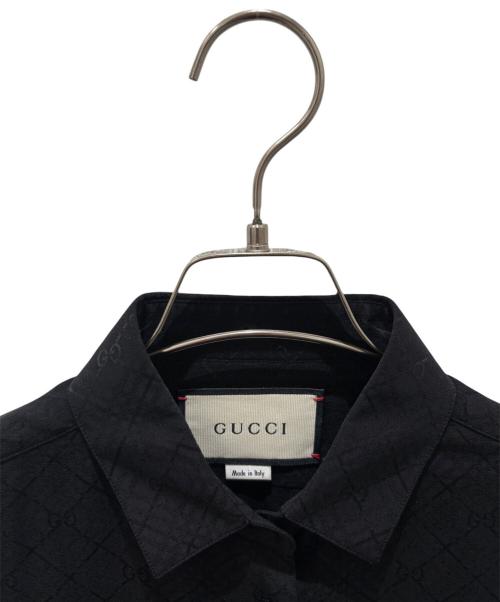 GUCCI（グッチ）GUCCI (グッチ) シルクGGチェックシャツ ブラック サイズ:40の古着・服飾アイテム