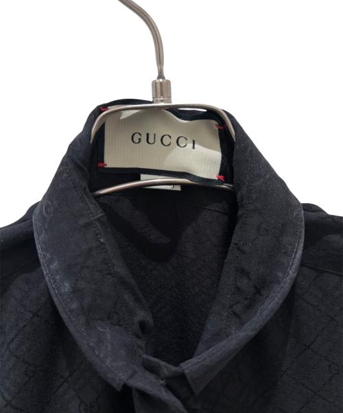 GUCCI（グッチ）GUCCI (グッチ) シルクGGチェックシャツ ブラック サイズ:40の古着・服飾アイテム