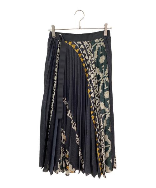 sacai（サカイ）sacai (サカイ) Pattern Knit Print Skirt ブラック サイズ:2の古着・服飾アイテム