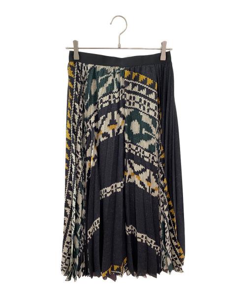 sacai（サカイ）sacai (サカイ) Pattern Knit Print Skirt ブラック サイズ:2の古着・服飾アイテム