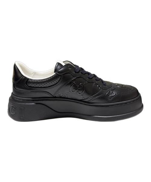 GUCCI（グッチ）GUCCI (グッチ) GGエンボスローカットスニーカー ブラック サイズ:6の古着・服飾アイテム