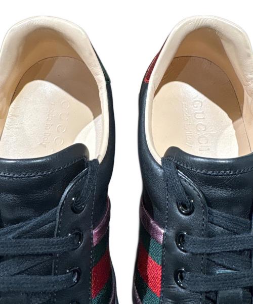 GUCCI（グッチ）GUCCI (グッチ) フレイムエンブレムローカットスニーカー ブラック サイズ:6の古着・服飾アイテム