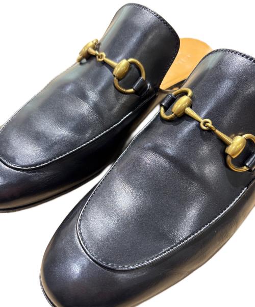 GUCCI（グッチ）GUCCI (グッチ) プリンスタウンレザーミュール ブラック サイズ:6の古着・服飾アイテム