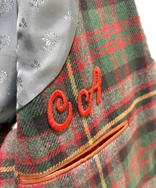 GUCCI（グッチ）GUCCI (グッチ) タータンチェックカシミヤジャケット グリーン×レッド サイズ:7-46Rの古着・服飾アイテム