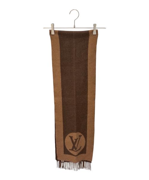 LOUIS VUITTON（ルイ ヴィトン）LOUIS VUITTON (ルイ ヴィトン) エシャルフ・カーディフ/ウール×アンゴラマフラー ブラウンの古着・服飾アイテム