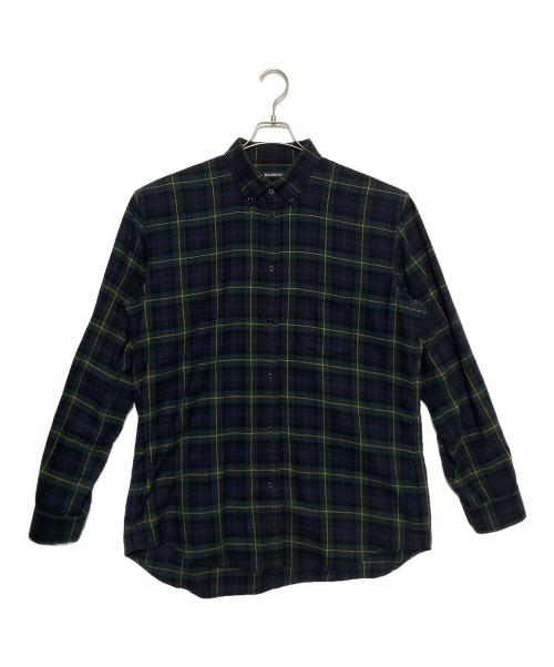BALENCIAGA（バレンシアガ）BALENCIAGA (バレンシアガ) Back Logo Stripe Shirts グリーン サイズ:39の古着・服飾アイテム
