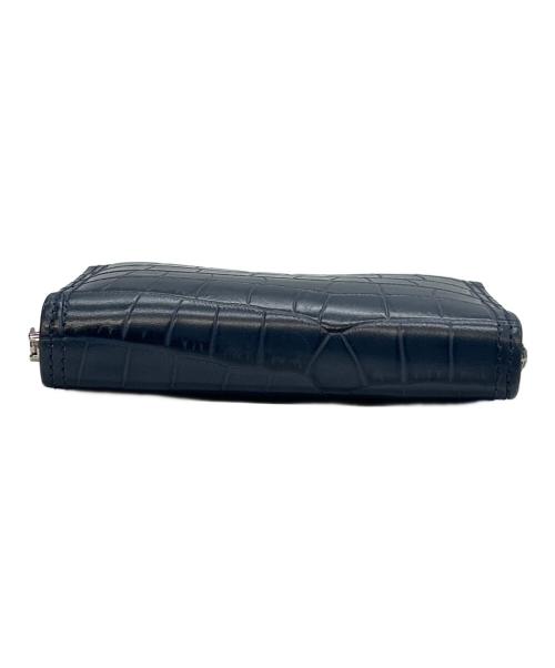 J&M DAVIDSON（ジェイ＆エム デヴィッドソン）J&M DAVIDSON (ジェイ＆エム デヴィッドソン) クロコ型押しラウンドファスナー財布 ネイビーの古着・服飾アイテム