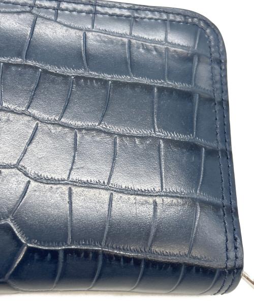 J&M DAVIDSON（ジェイ＆エム デヴィッドソン）J&M DAVIDSON (ジェイ＆エム デヴィッドソン) クロコ型押しラウンドファスナー財布 ネイビーの古着・服飾アイテム