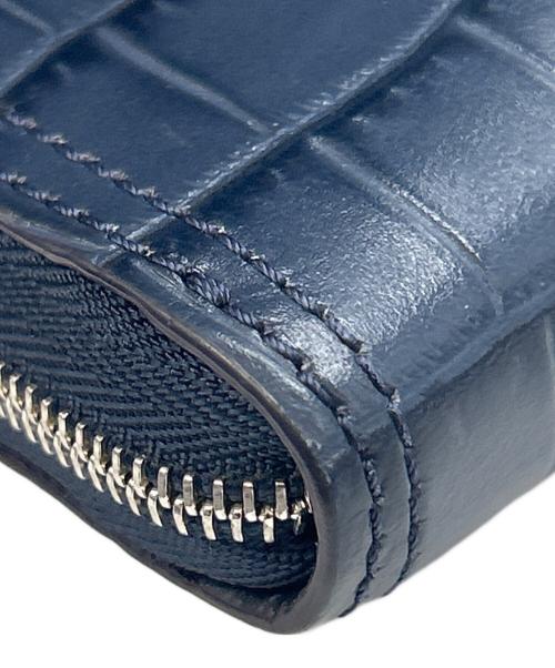 J&M DAVIDSON（ジェイ＆エム デヴィッドソン）J&M DAVIDSON (ジェイ＆エム デヴィッドソン) クロコ型押しラウンドファスナー財布 ネイビーの古着・服飾アイテム