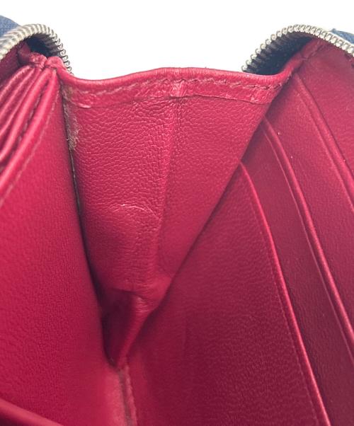 J&M DAVIDSON（ジェイ＆エム デヴィッドソン）J&M DAVIDSON (ジェイ＆エム デヴィッドソン) クロコ型押しラウンドファスナー財布 ネイビーの古着・服飾アイテム