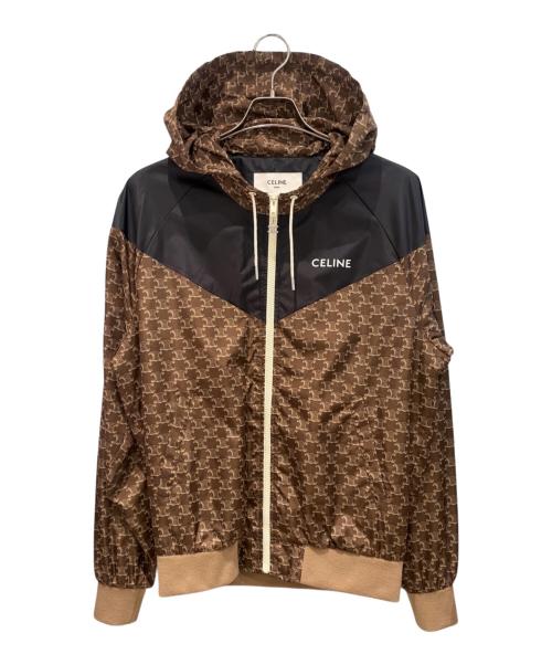 CELINE（セリーヌ）CELINE (セリーヌ) トリオンフモノグラムナイロンフーデッドブルゾン ブラウン サイズ:46の古着・服飾アイテム